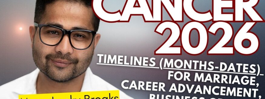 Cancer 2026 Vedic Astrology predictions: Discover how Jupiter’s transit from Gemini to Cancer brings blessings, how Saturn in Pisces stabilizes career and purpose, and how Rahu in Shatabhisha & Dhanishtha brings growth and fame. A complete yearly horoscope for Cancer Moon & Ascendant.