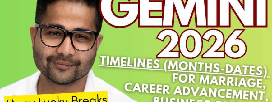 Gemini 2026 Vedic Astrology predictions: Learn how Jupiter’s transit from Gemini to Cancer brings blessings, how Saturn in Pisces stabilizes career and finances, and how Rahu in Shatabhisha & Dhanishtha brings growth and fame. Full yearly forecast for Gemini Moon & Gemini Ascendant.