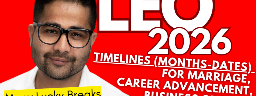 Leo 2026 Vedic Astrology predictions: Discover how Jupiter’s transit from Gemini to Cancer brings blessings, how Saturn in Pisces stabilizes partnerships and finances, and how Rahu in Shatabhisha & Dhanishtha brings growth and fame. Complete yearly horoscope for Leo Moon & Ascendant.