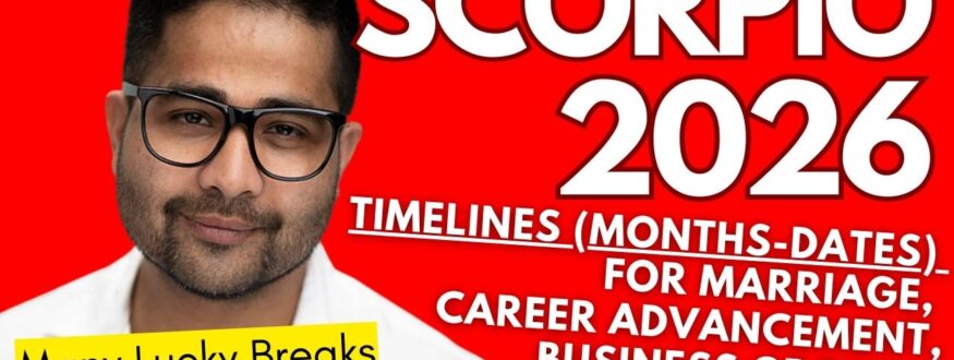 Scorpio 2026 Vedic Astrology predictions: Understand how Jupiter’s transit from Gemini to Cancer brings blessings, how Saturn in Pisces stabilizes creativity and love, and how Rahu in Shatabhisha & Dhanishtha activates career breakthroughs and fame. Complete yearly horoscope for Scorpio Moon & Ascendant.