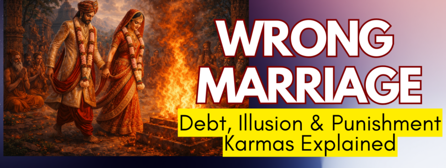 Wrong marriages in Vedic Astrology decoded. Understand debt-based, illusion-based, and punishment marriages—why they happen, karmic causes, planetary patterns, and soul lessons.